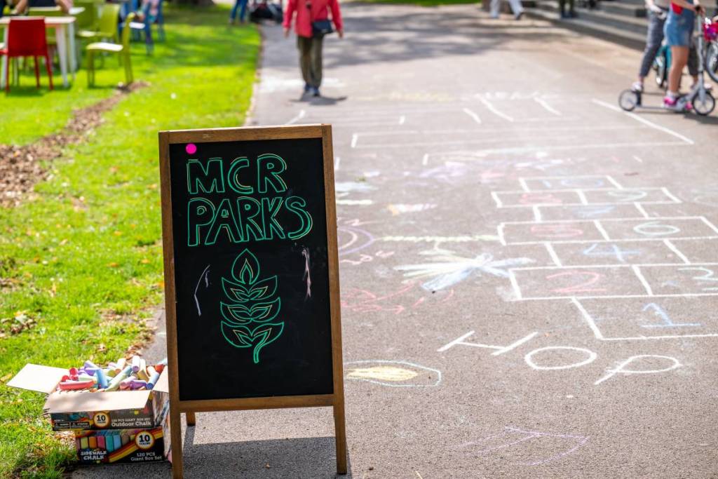 alexandra park manchester green flag chalkboard
