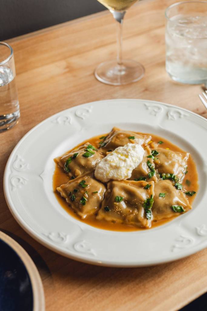 Ravioli of our Dexter cows and house ricotta.
