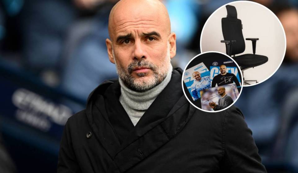 Pep Guardiola’s office chair, handwritten notes and jacket go up for auction in rare Manchester City sale
