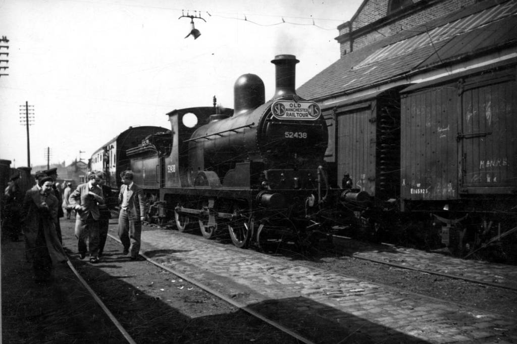 steam train at Liverpool Road Station, Old Manchester Rail Tour, the start from Liverpool Station, Manchester in 1956