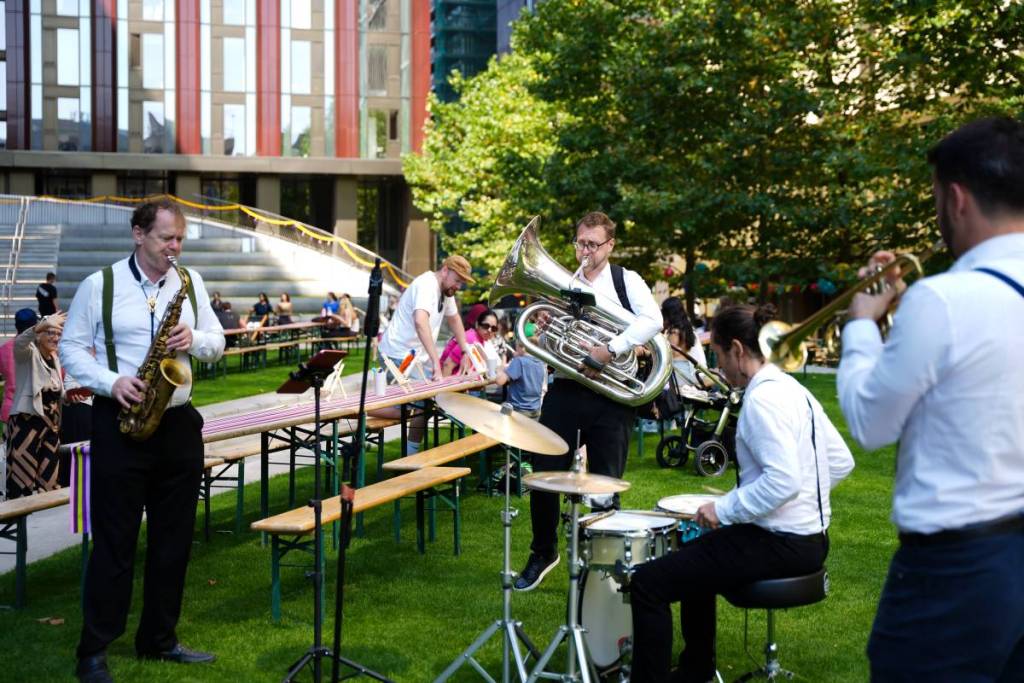 circle square manchester summer in the city picnic brass band