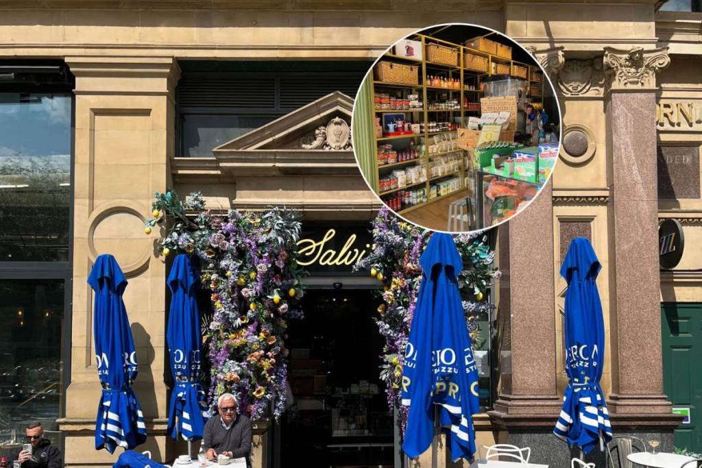 outside salvi's corn exchange with deli in circle