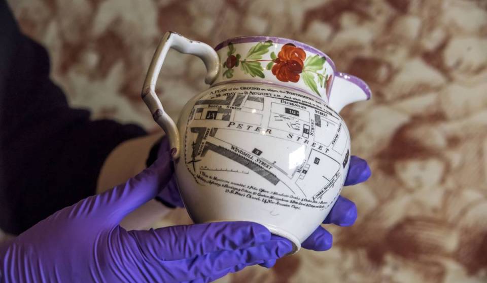 The only known surviving jug featuring a map of the 1819 Peterloo Massacre goes on display at Manchester’s People’s History Museum from this week