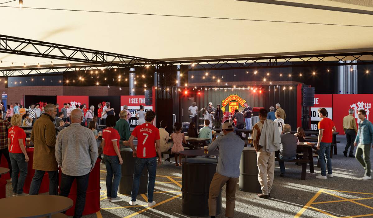 Manchester United is launching its first permanent, free-to-enter fan zone with new draught beer taps, local food & 1,300 capacity just 15 metres from the Stretford End – here’s when ‘The Paddock’ officially opens