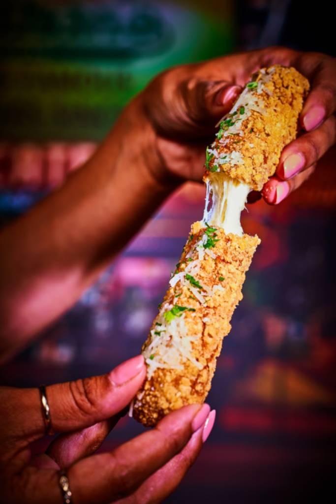 giant mozzarella stick at frankie and benny's