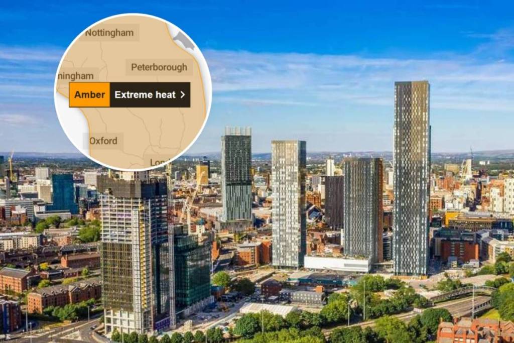 met office amber weather warning extreme heat manchester