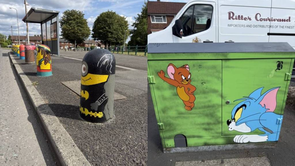 From plain bollards and rude graffiti to Minions, Pokémon, and Homer Simpson: how a local 'Minion Man' is transforming a Salford council estate — with drivers queuing just to chat with him