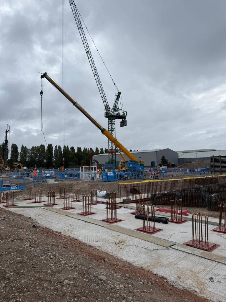 crane at therme manchester site