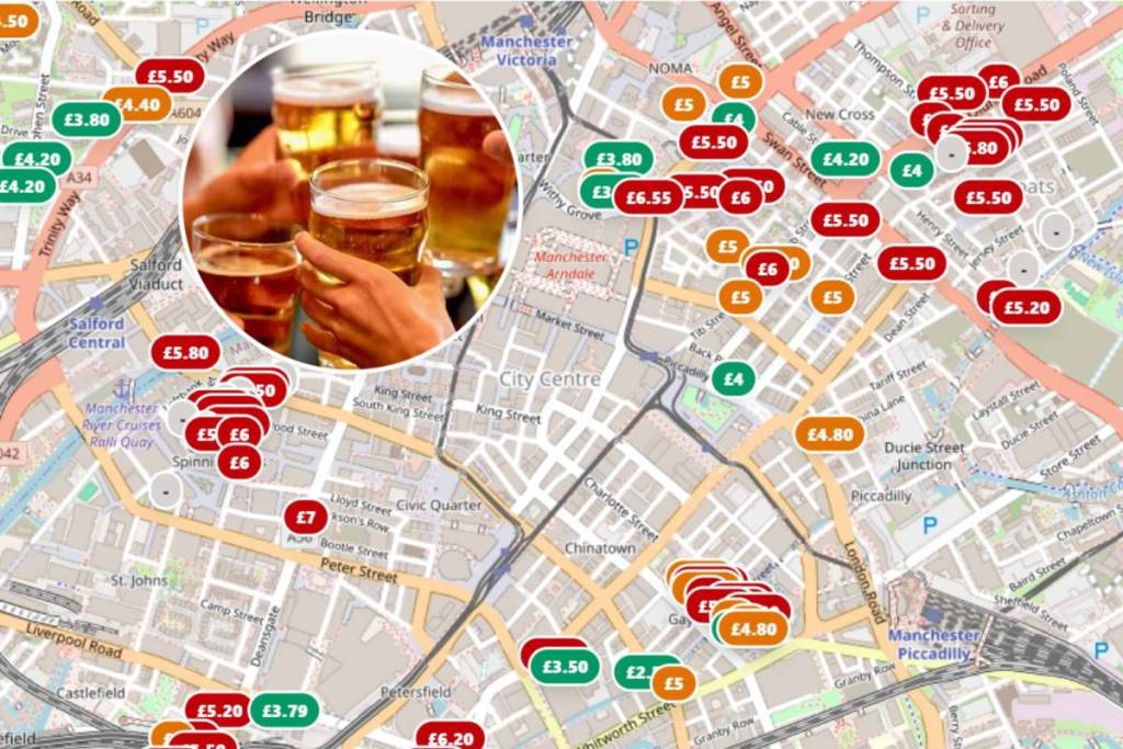 the pub exchange beer price map manchester
