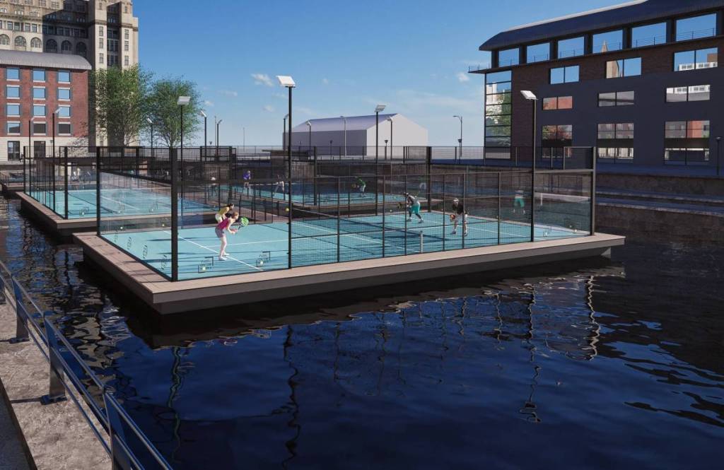 liverpool waters padel courts floating
