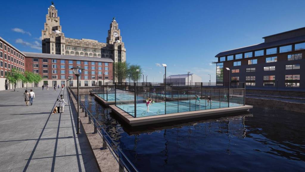 liverpool waters padel courts floating