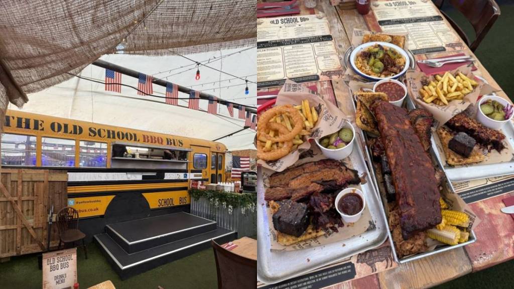 Inside the Greater Manchester smokehouse where a 1982 Arizona school bus serves 16-hour smoked brisket, peach barbecue ribs, and massive award-winning platters