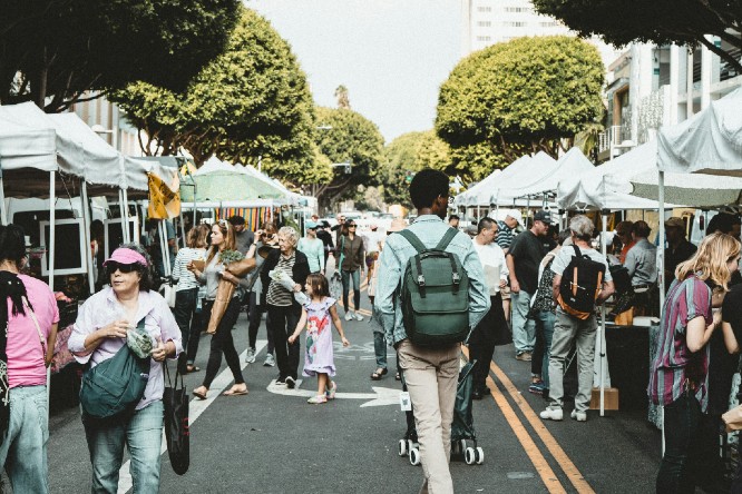 a busy street market 