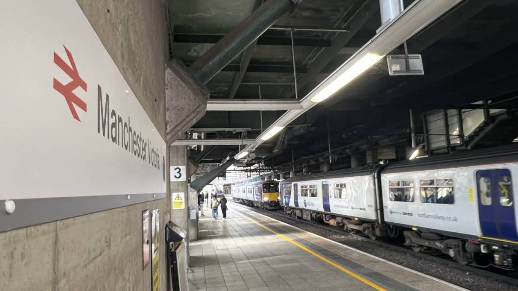 Manchester Victoria at platform level September 2026
