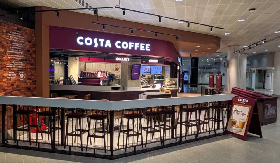 Costa Coffee opens inside Manchester Airport Terminal 3 Arrivals following a £500,000 investment – marking its sixth new store across Greater Manchester this year