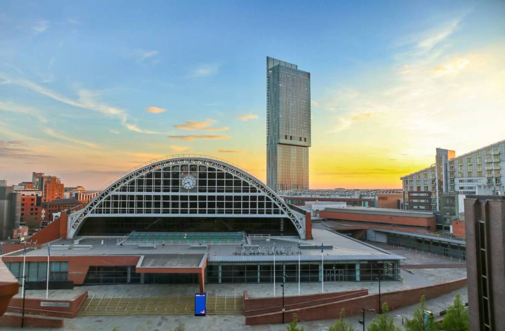 manchester central beetham tower sunset
