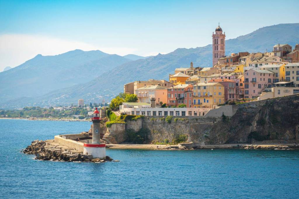 View of the port of Bastia from the deck of a ferry
