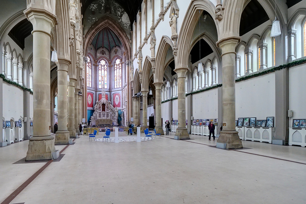inside the great nave at gorton monastery, manchester