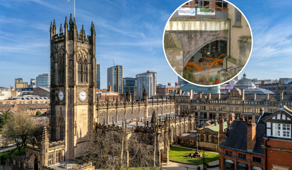In 2002, archaeologists rediscovered Manchester’s oldest surviving structure underground; the 600-year-old bridge now sits hidden inside a cathedral basement bookshop