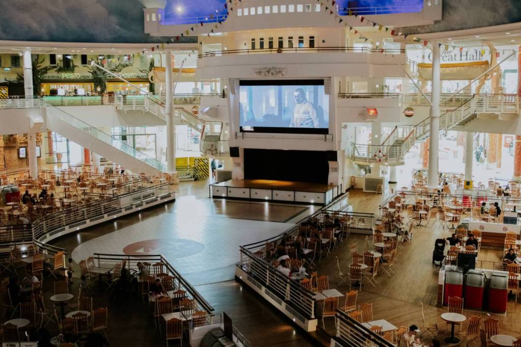 cruise ship seating area at the orient dining space at the trafford centre