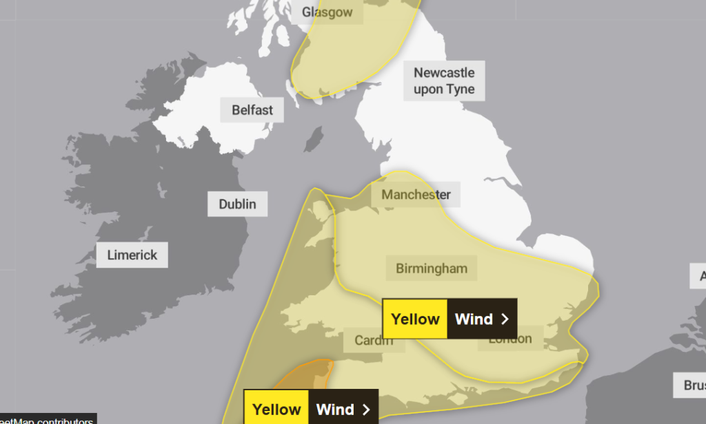 met office yellow warning map north west greater manchester storm austen