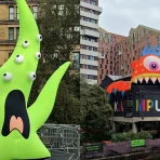 Giant inflatable Halloween monsters in Manchester