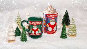 Back in Albert Square for the first time in almost a decade, Manchester’s giant Santa stars on the collectable 2026 Christmas Markets mugs with a £3.50 deposit