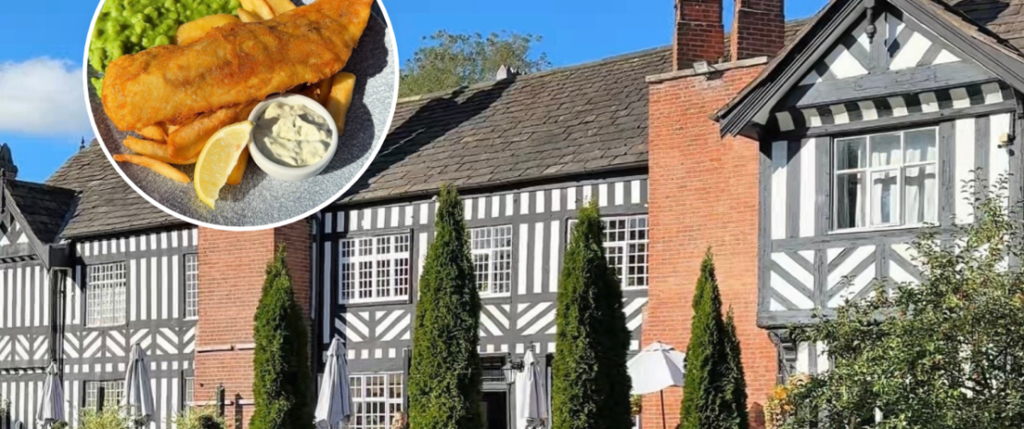 In 1759, three men met inside Worsley Old Hall to plan Britain’s first industrial canal; the historic pub is now complete with manicured gardens, original fireplaces, and classic fish and chips