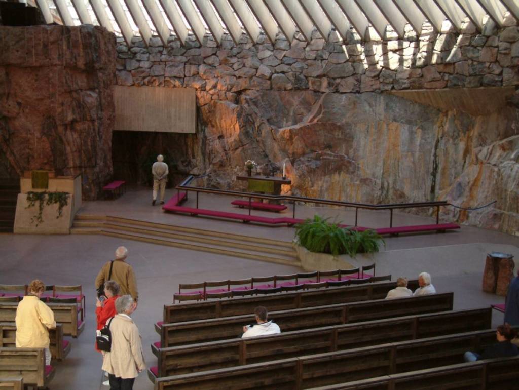 Interior of Temppeliaukio Church in Helsinki