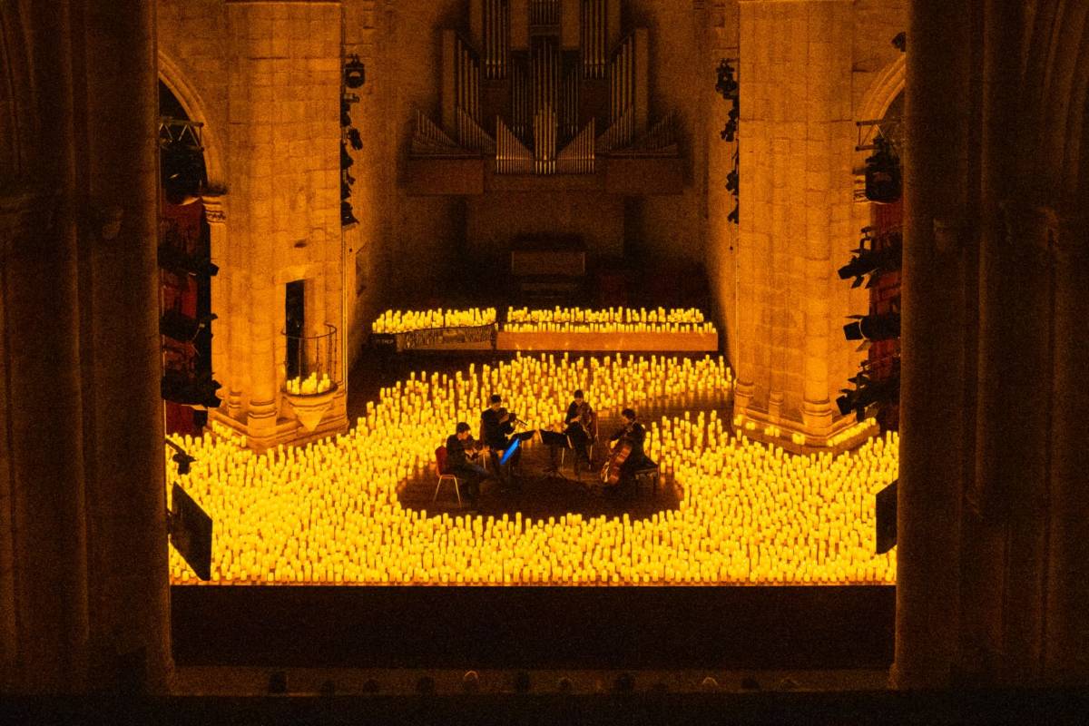 A string quartet performing at a Candlelight concert