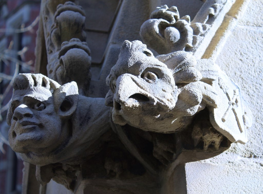 sculptures on side of Sheffield cathedral