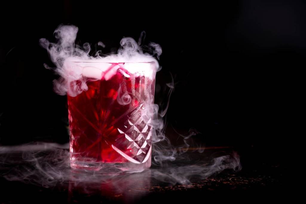 red cocktail at the Edgar Allan Poe Speakeasy