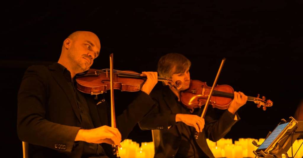 A string quartet performing at a Candlelight concert