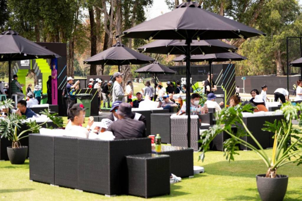 HSBC LIV Golf Hong Kong's dedicated Fan Zone offering guests a rest spot and reprieve from the sun
