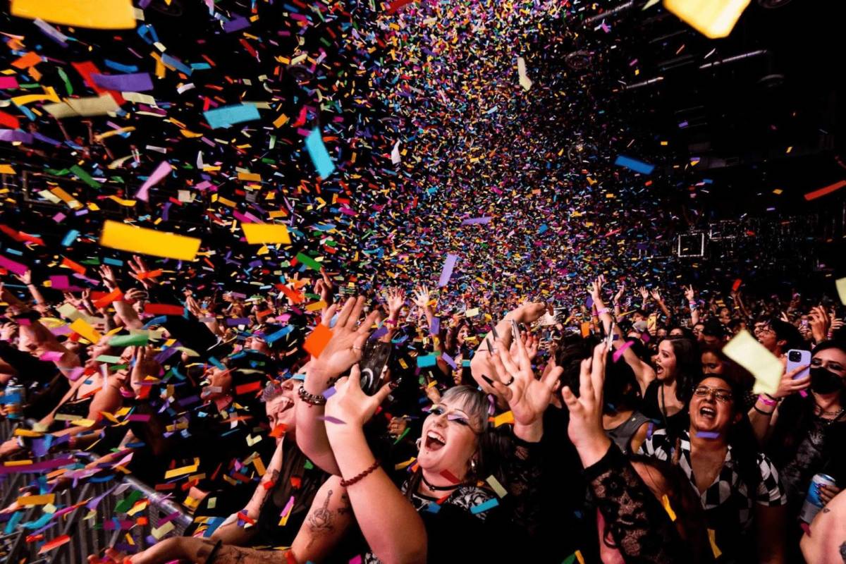 confetti in the crowd at emo night concert