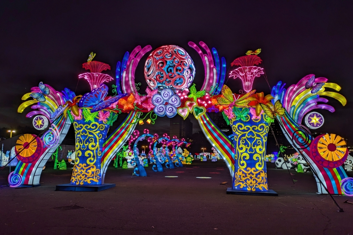 Light sculptures illuminate the night