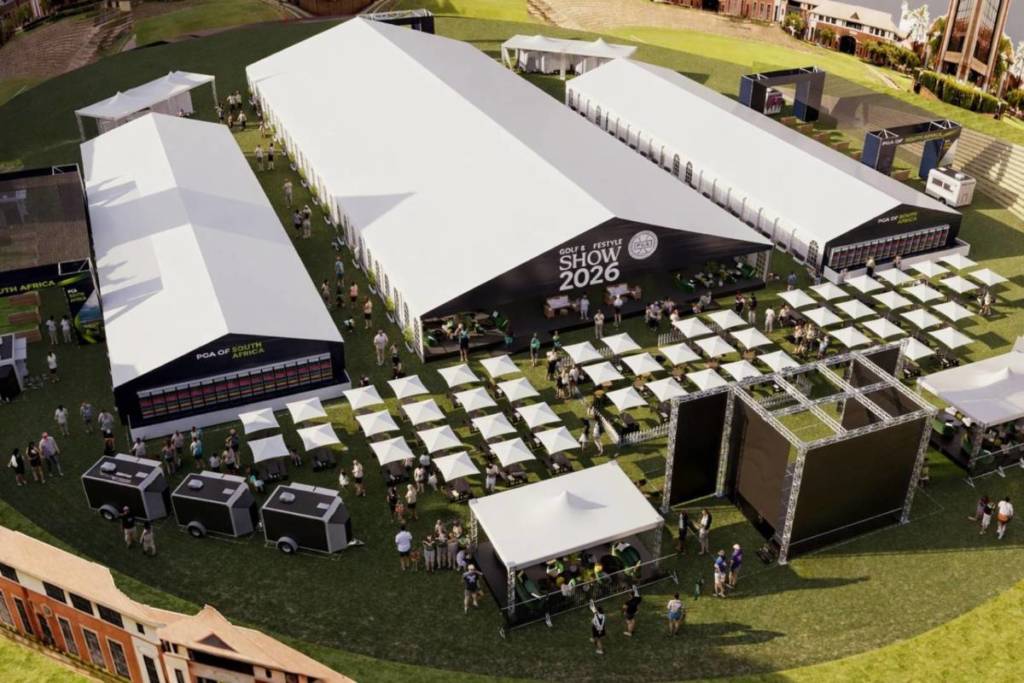 An aerial shot of the PGA Golf & Lifestyle Show exterior