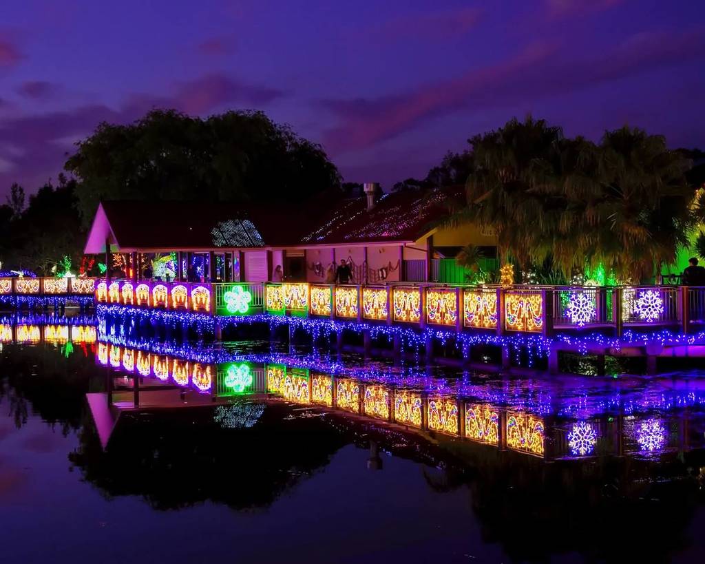 A view of spectacular winter lights at the Winter Glow Festival at Adventure Park in Geelong.