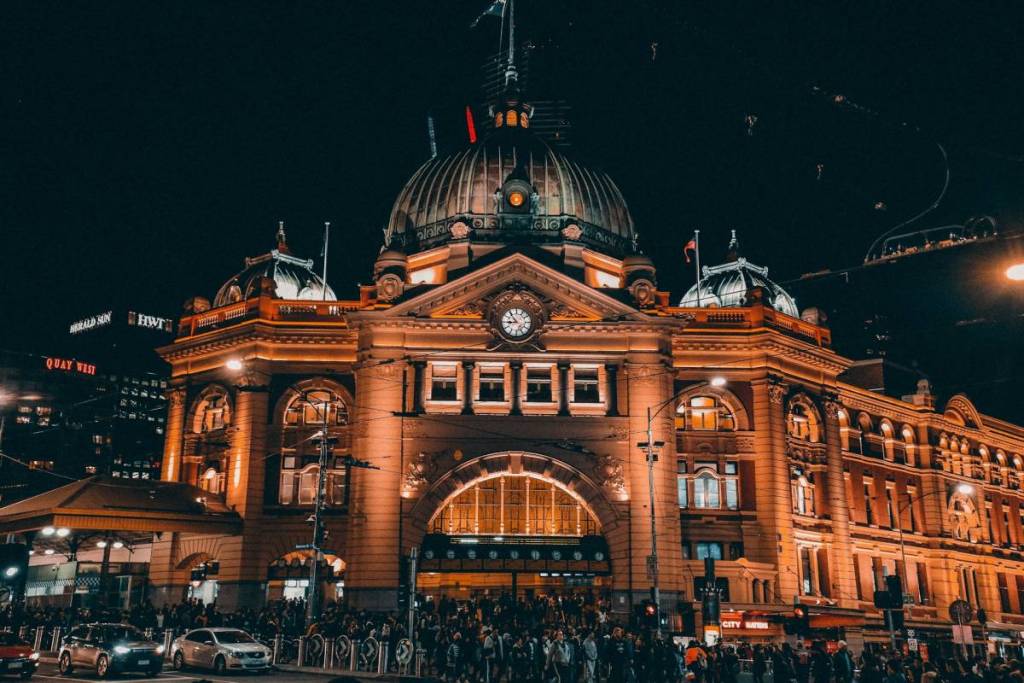 Flinders Street Station at night