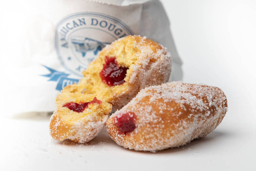 three jam doughnuts from American Doughnut Kitchen