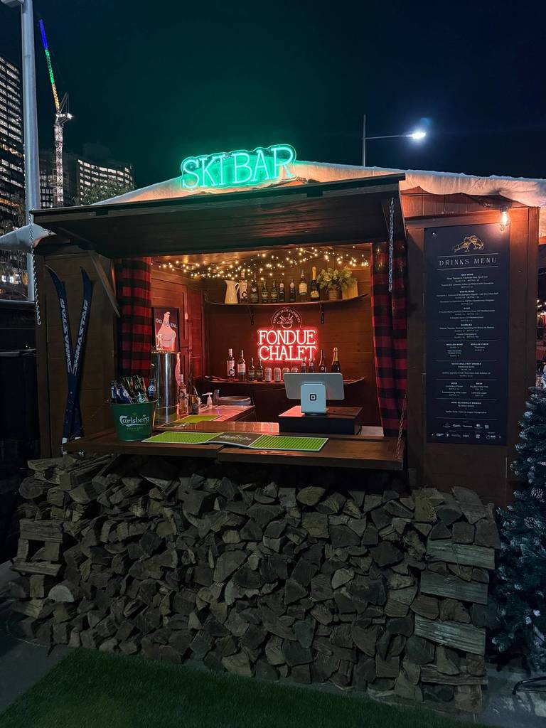 the ski bar at Fondue Chalet