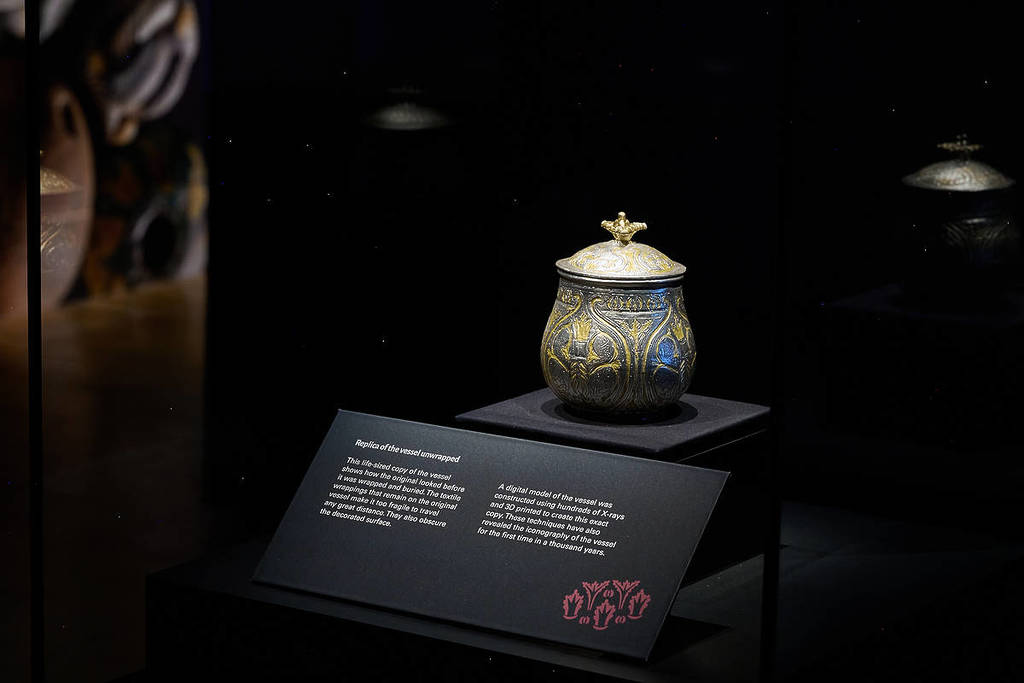 a replica of a small vessel from the Galloway Hoard on display at Melbourne Museum