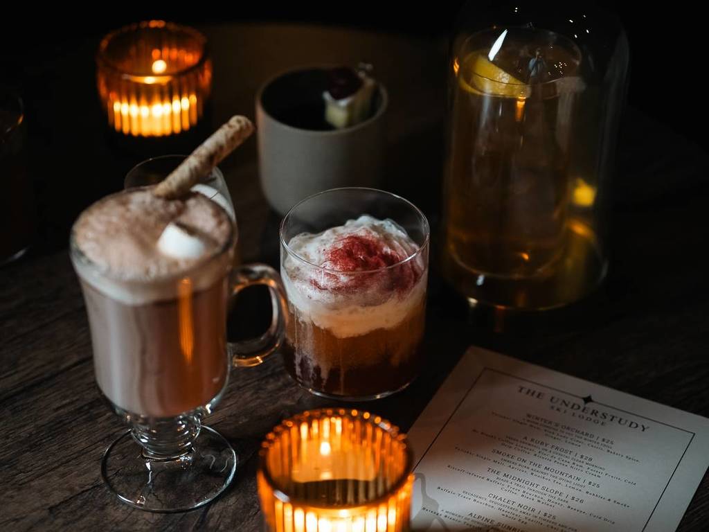chocolatey drinks and cocktails at Understudy Ski Lodge