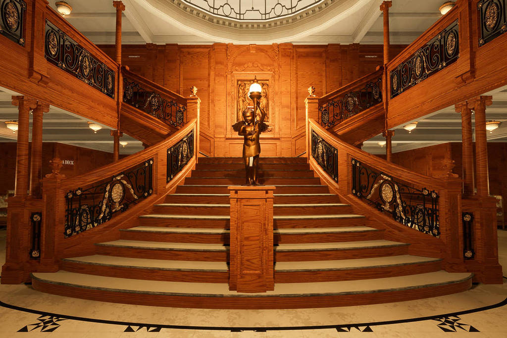 The famous Grand Staircase of the Titanic.