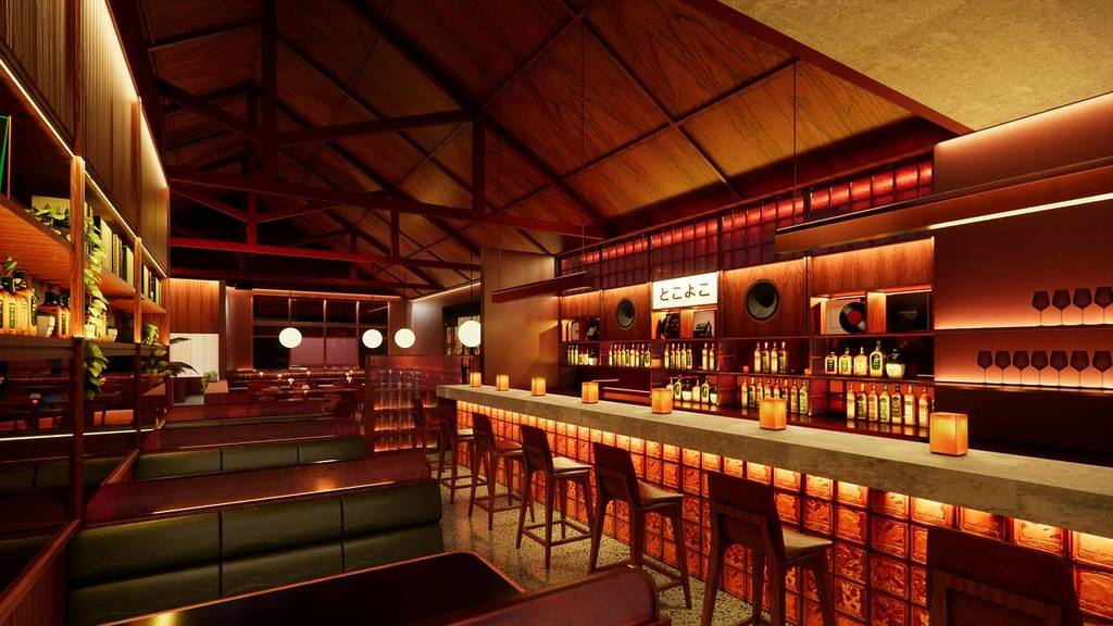 render of the inside of the izakaya inspired rooftop venue by mamas dining group