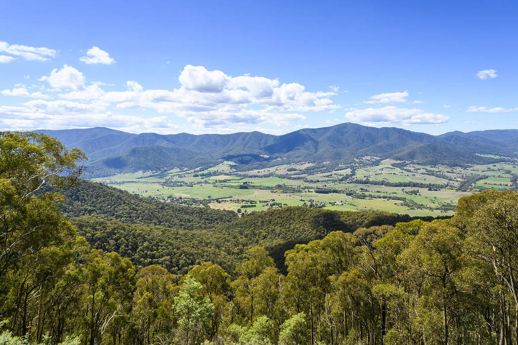 view of mountains and valleys from Tawonga Gap lookout