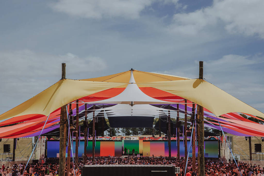 colourful dance dome stage at Beyond the Valley