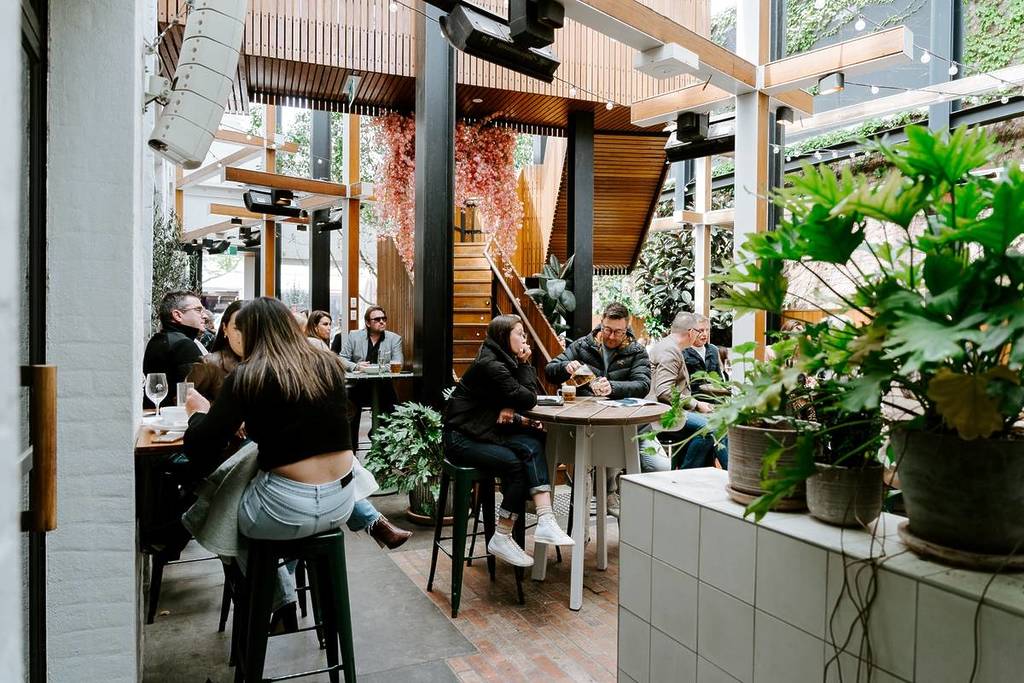 people dining in Half Moon restaurant