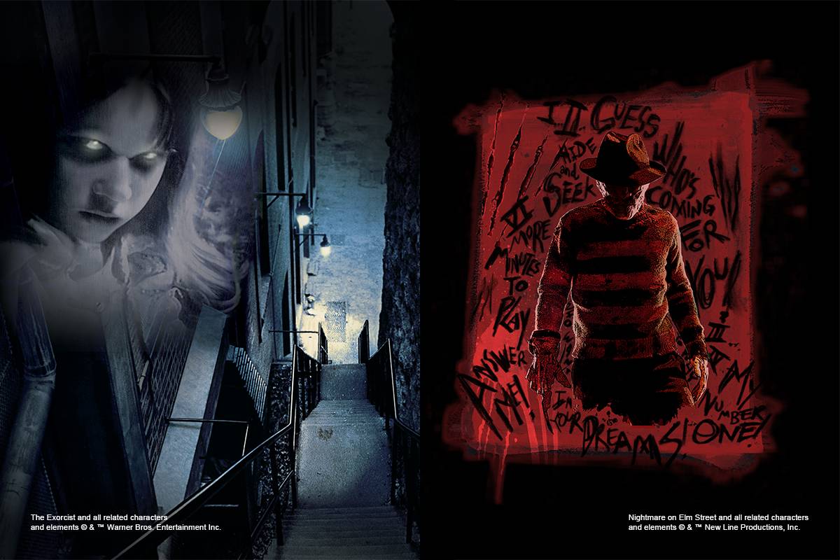 A collage of images from The Exorcist and A Nightmare on Elm Street