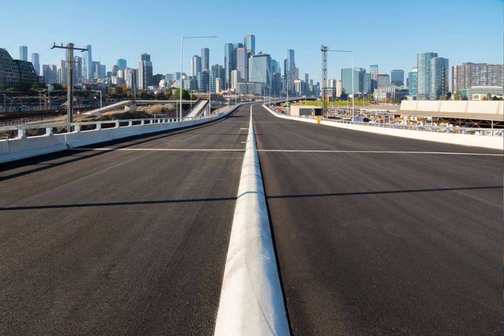 view from the road looking towards the city of the Wurundjeri Way extension